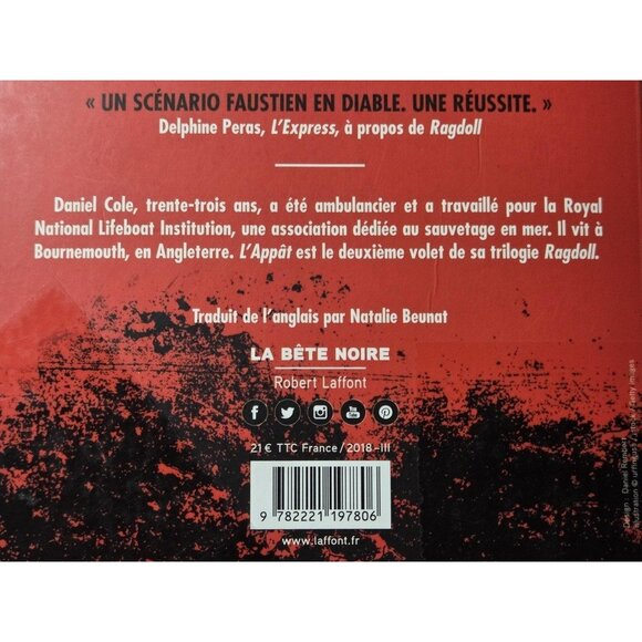 L'Appât Daniel Cole Thriller Policier Suspense French Softcover 2018 Ragdoll - Picture 13 of 13
